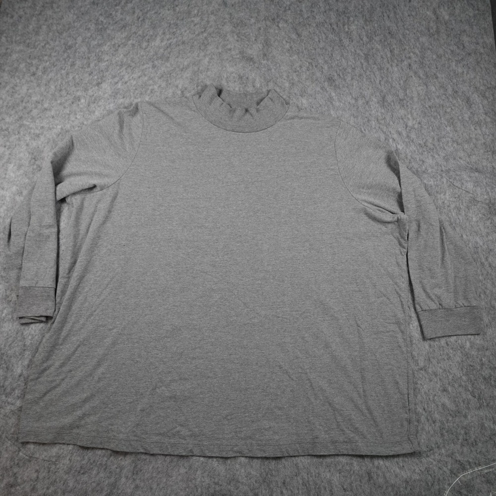 Woman Within Top Women 3X Gray Mock Neck Long Sleeve Cotton Rayon Knit Layering